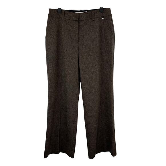 Trina Turk Wool Blend Brown Tweed Wide Leg Dress Pants Size 6 Corpcore - Picture 1 of 9